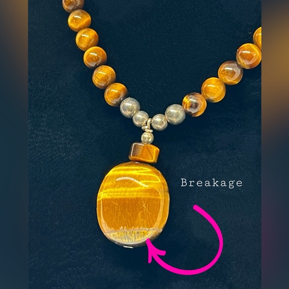 Beaded Tiger’s-Eye/Quartz Pendant Necklace - Picture 4 of 6